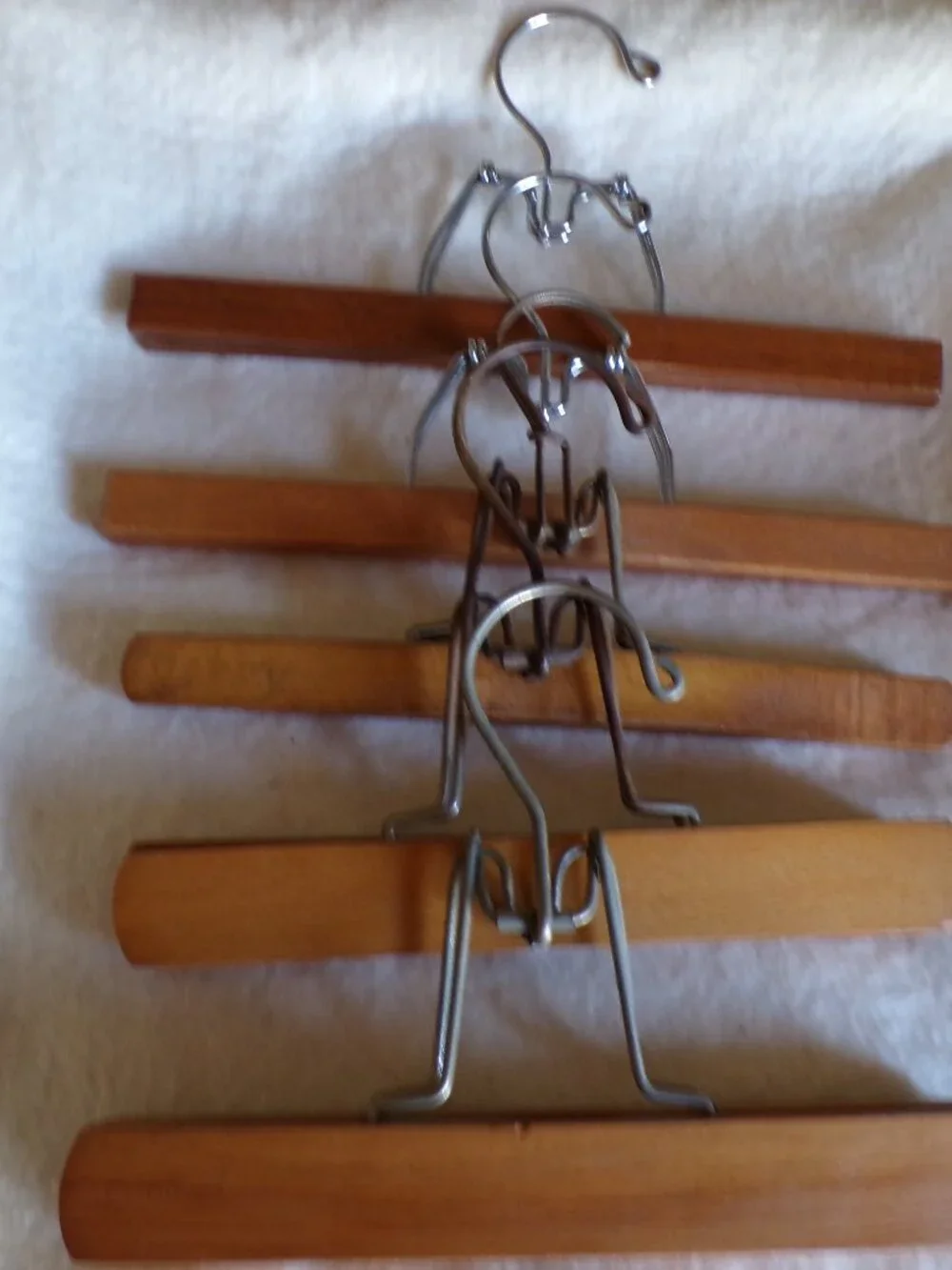 5 Vintage Wooden Pants Skirt Jeans Locking Hanger